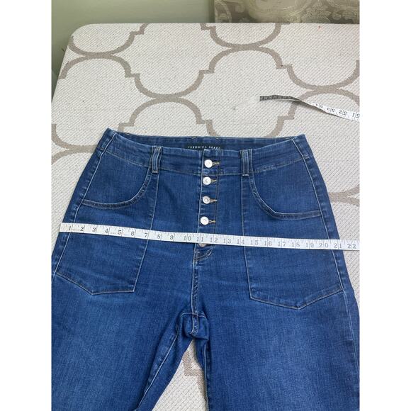 Veronica Beard Arya Straight High Rise button fly bright blue jeans, size 32/14 - Picture 11 of 15